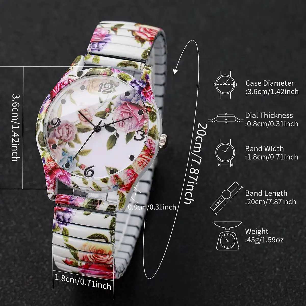 2/3PCS Fashion Women Watches Set Flower Printed Elastic Strap Ladies Quartz Wristwatches Reloj MujerWithout Box Y251212