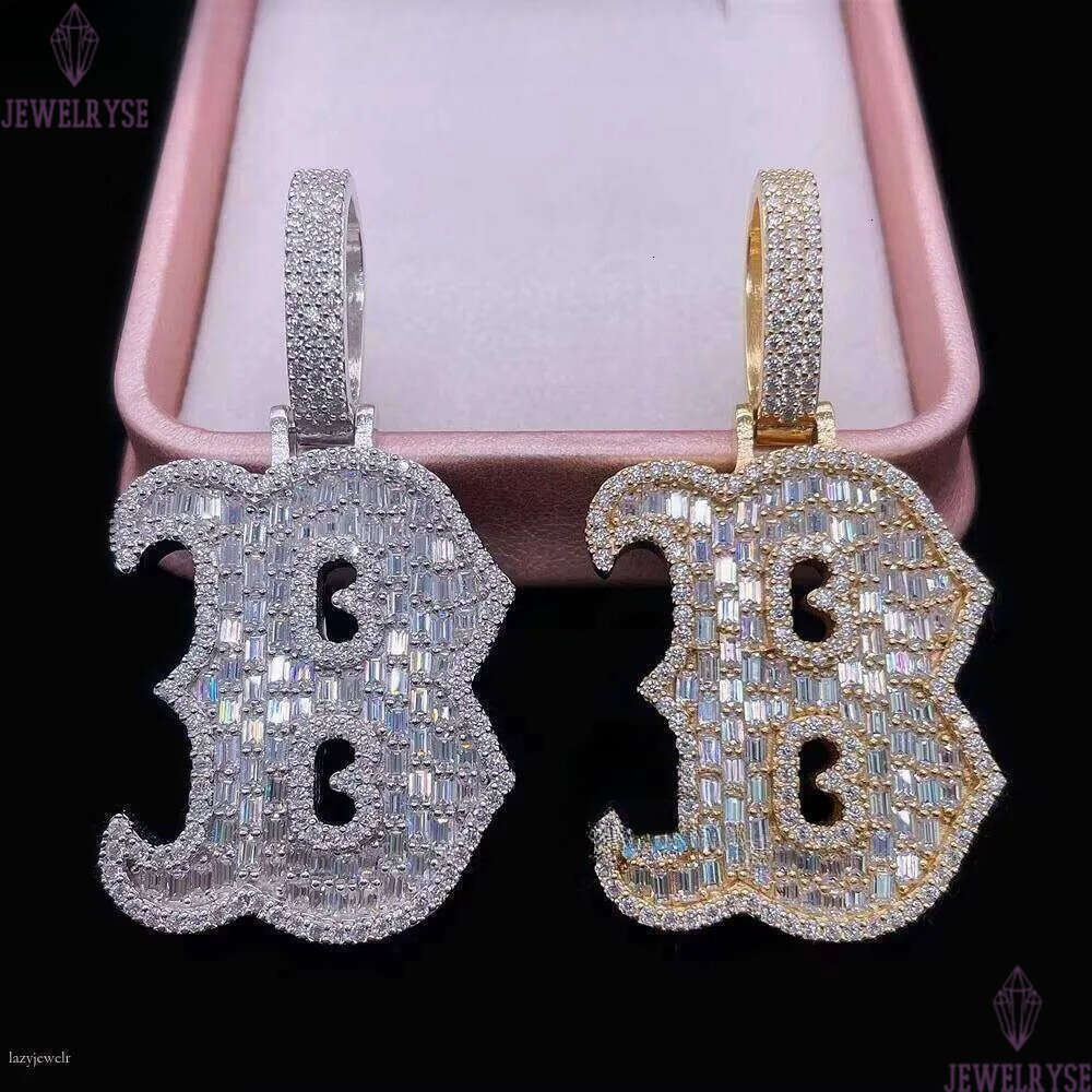 GRA Certificate Sterling Sier VVS Dia Iced Out Jewelry Initial Letter Custom Moissanite Pendant Hip Hop