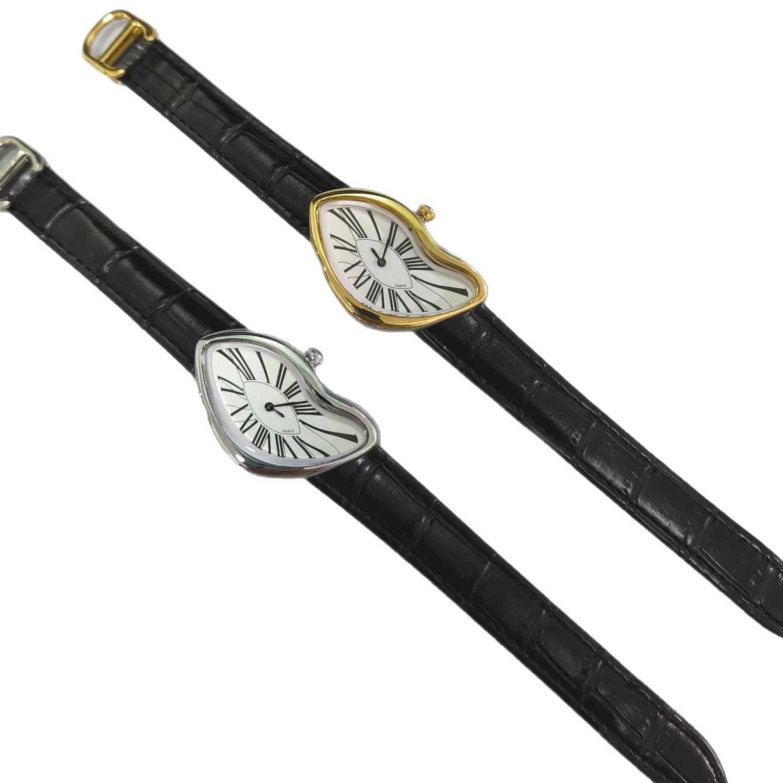 Luxury Quartz Mens Watch Vintage Cash Creative Melting Twisted Watches For Men Irregular Case Leather Y2K ins style niche watch Y251212