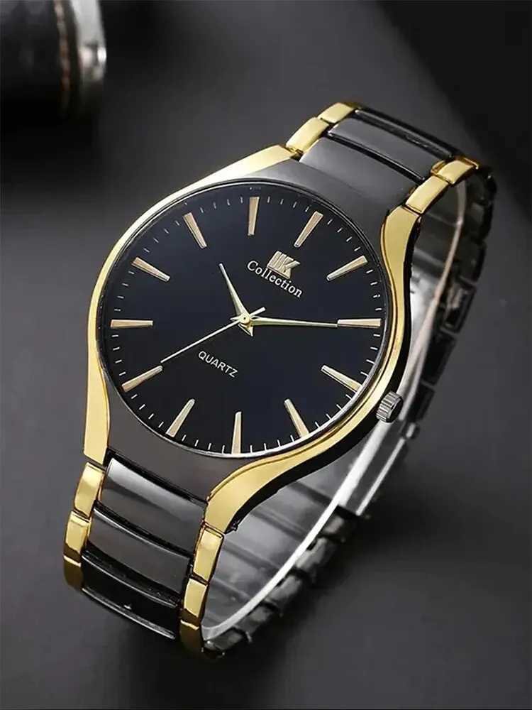 2pcs Fashionable Minimalist and Versatile Circular MENS AND WOMENS Couple Watch Steel Strap Quartz Wristwatch Y251212