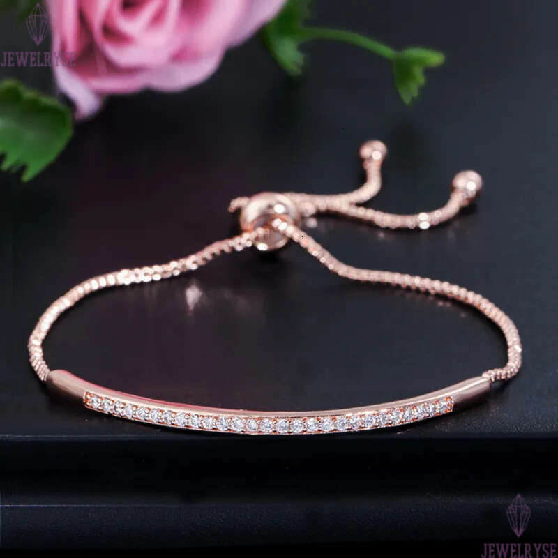 Charm Rose Gold designer Adjustable Womens Single Row bracelet 3AAA Cubic Zirconia Fashion Copper Bracelets jewelry For Women Party Valentines Day Gif