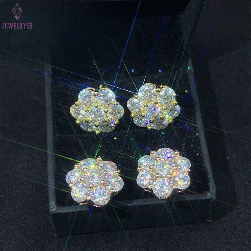 Hot Sale Dropshipping Fashion Jewelry Earrings Gold Plated Sier Vvs-Fl GRA Iced Out Screw Back Moissanite Stud Earring