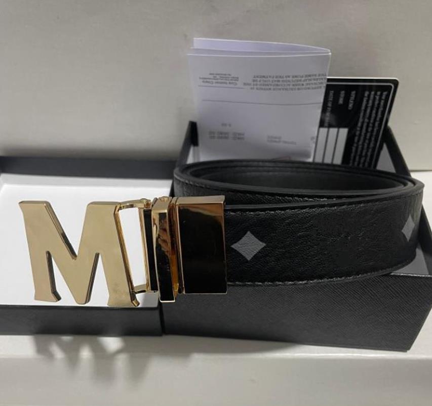 Designer mens MCMS belts womens brand length 100cm-125CM 3.3CM woman men fashion classics casual letter smooth buckle designer High quality belt AAAAA