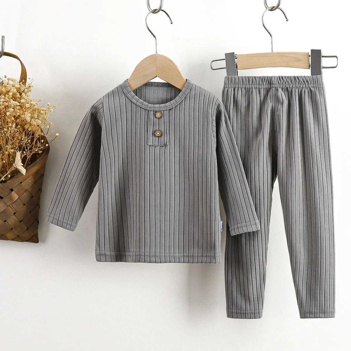 2025 Autumn New Style Childrens Underwear Sets - Boys German Velvet Girls Baby Ribbed Loungewear Sets for Kids H260403