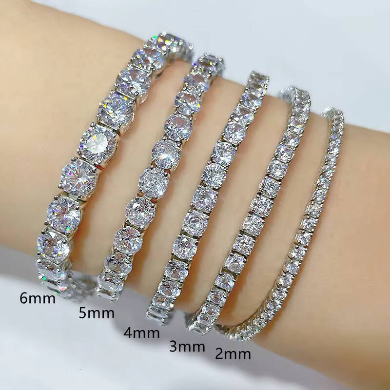 Ready to Ship Moissanite Tennis Chain Bracelet Ice Out 925 Silver Bracelet Hiphop Men Women Moissanite Bracelet