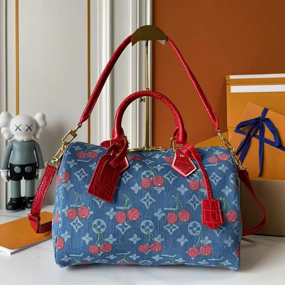 Shoulder Bags Murakami denim Leather Hand-held Boston bagWomen Designer Leather Handbag Women single-shoulder Crossbody Bag Luxury Bag Source Factory A33
