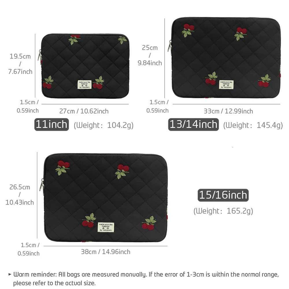 Cherry Embroidery Laptop Sleeve Bag 14 156 16inch For Macbook Pro Air Lenovo Dell Huawei Shockproof Laptop Case 11 iPad CaseT251212
