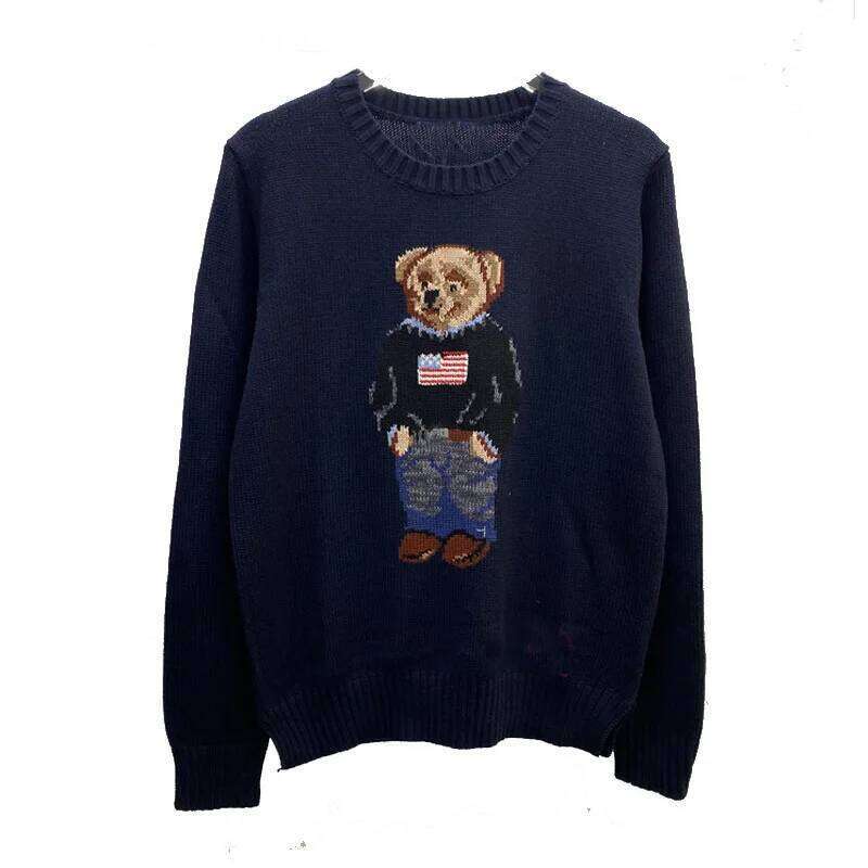 Fashion 2026 Cute Teddy Bear & Letter Sweater, Oversized Soft Knit Top for Women, Cozy Casual Winter Pullover Designer
