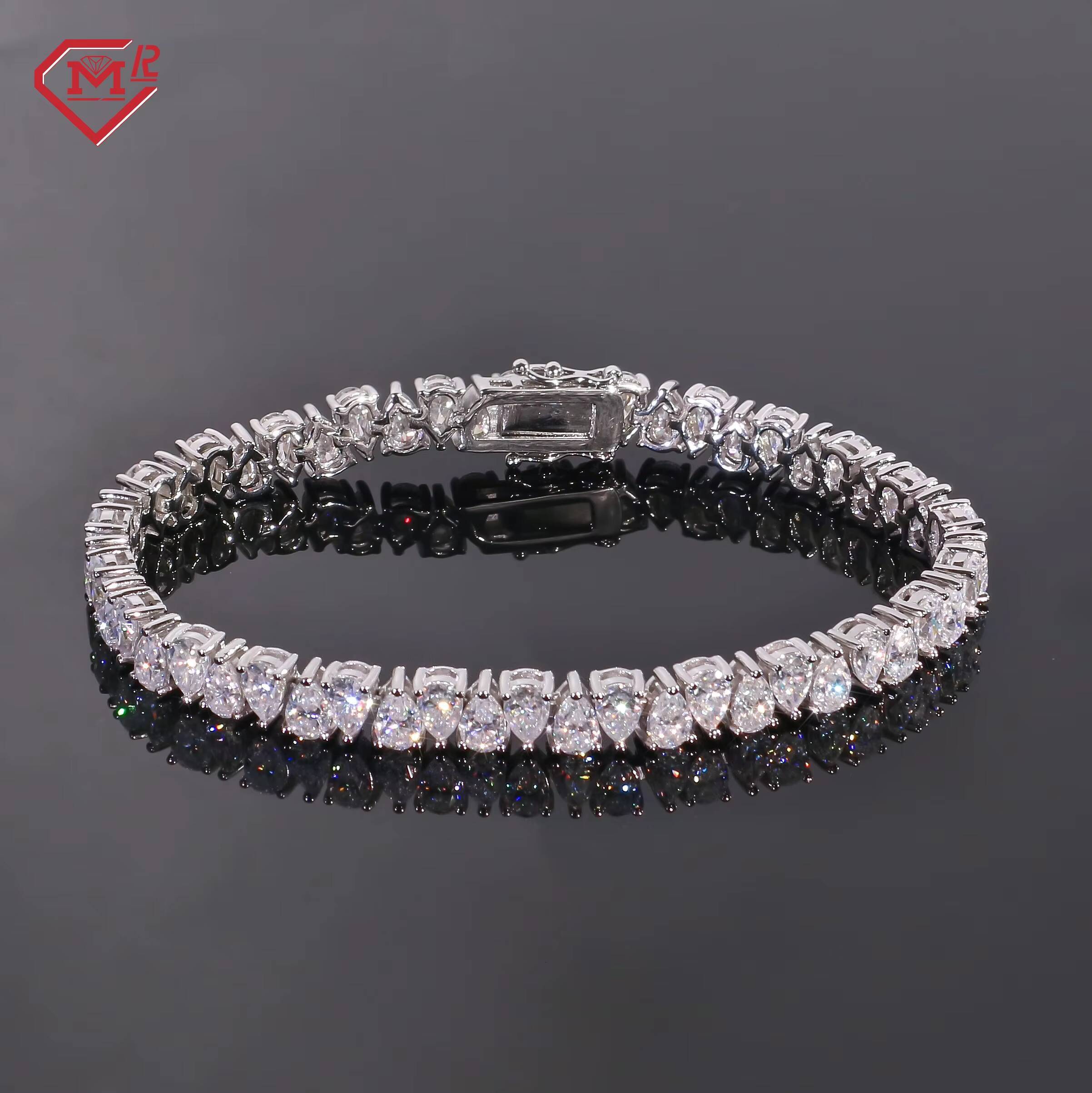 Luxury Moissanite Tennis Chain Bracelet S925 Teardrop Diamond Custom Moissanite Tennis Bracelet