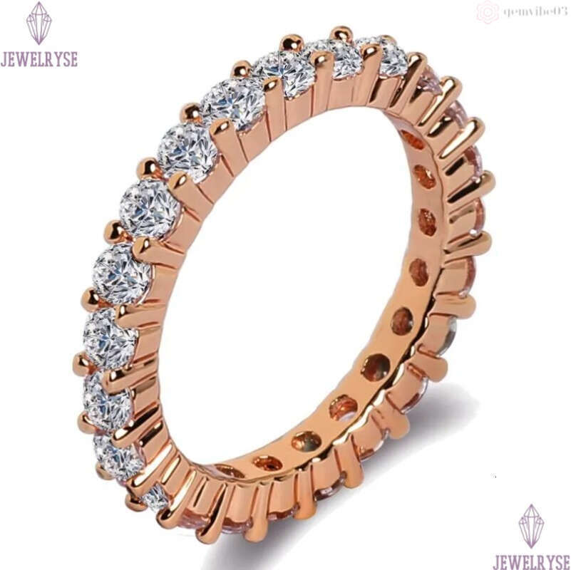 Choucong Top Sell Wedding Rings Simple Fashion Jewelry 925 Sterling Silver Rose Gold Fill 3MM Round Cut 5A Zircon Eternity Party Women Bridal Ring Set
