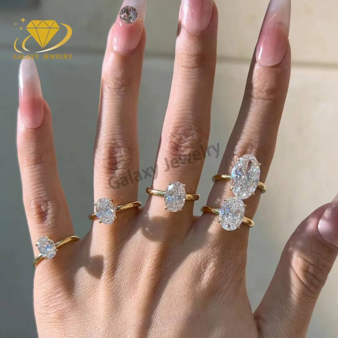 Fine Jewelry 14K Solid Gold Solitaire Lab Diamond Oval Ring IGI Certified Lab Grown Diamond Women Halo Engagement Ring