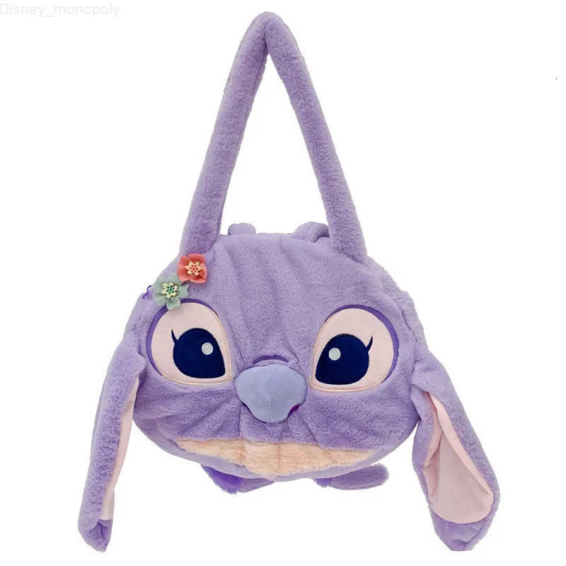 Disney Lovely Purple Lilo Stitch Strawberry Bear Plush Shoulder Bag Kawaii Cartoon Large Capacity Handbag Girls Birthday Gifts H251212