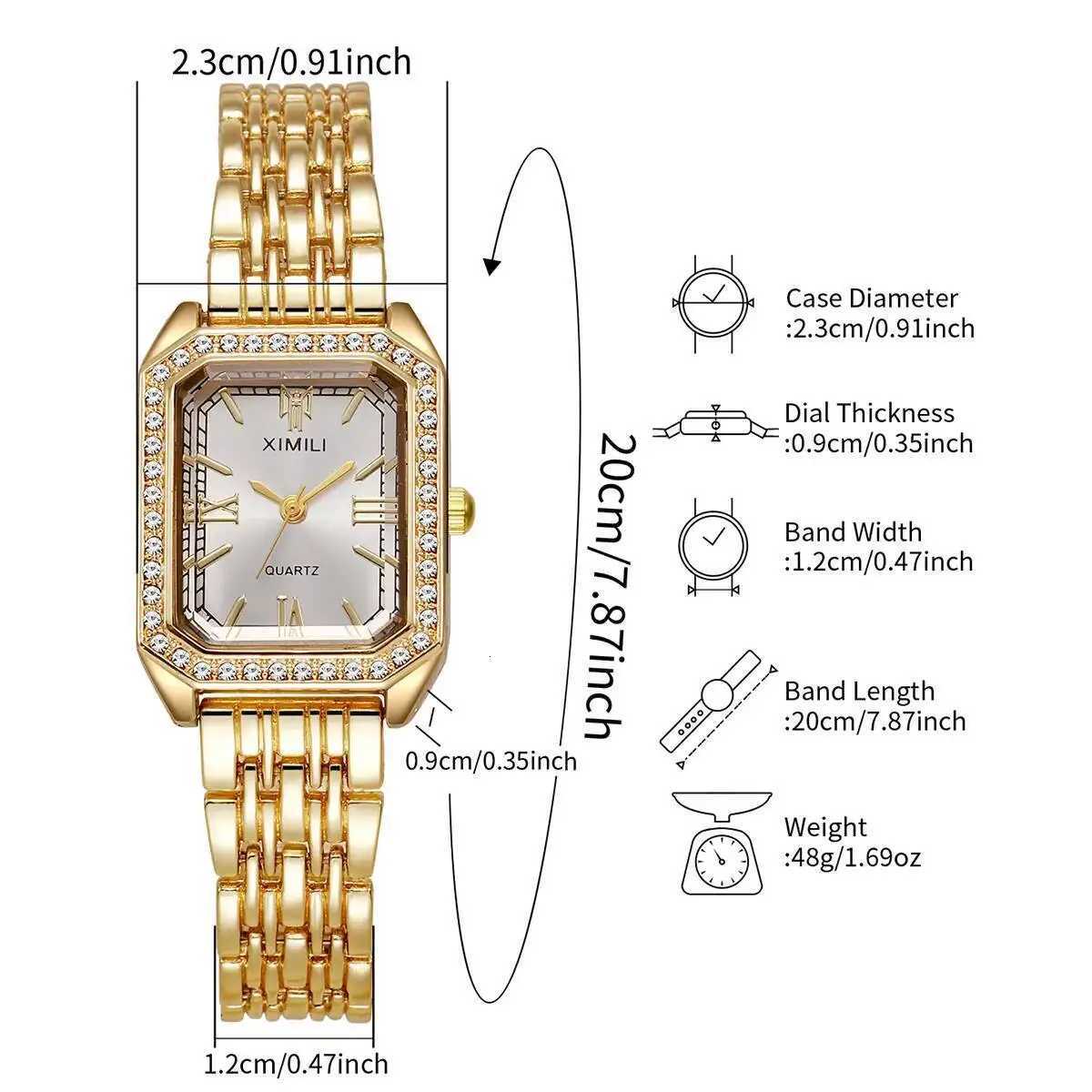1/2/3/5PCS Fashion Rhinestone Rectangle Women Watches Bracelet Strap Ladies Quartz Wristwatch Reloj MujerWithout Box Y251212