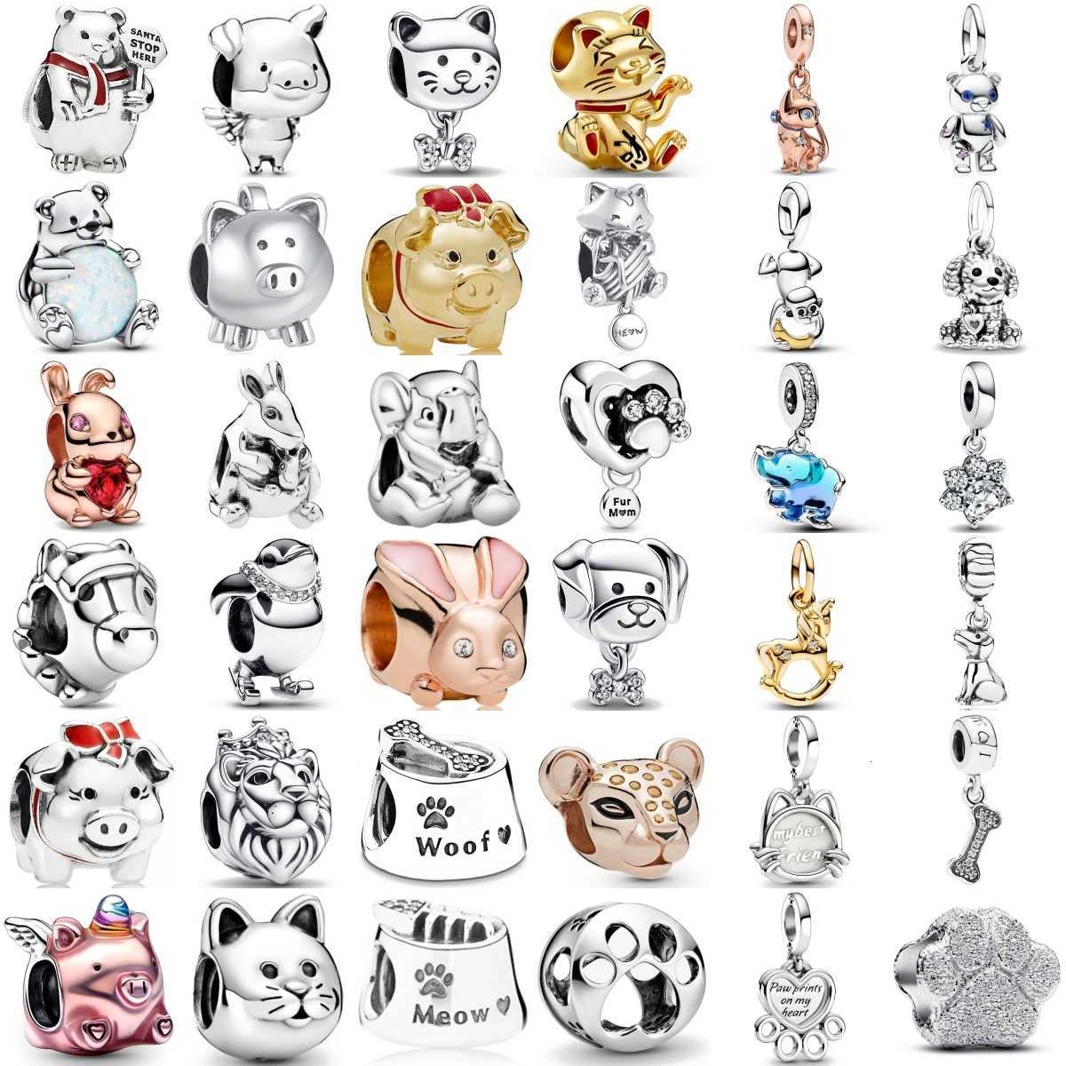 New Fashion 925 Sterling Sier Pigs Rabbits Dogs Penguins Charm Bead Pandent Fit Bracelet Accories DIY Jewelry Y251212
