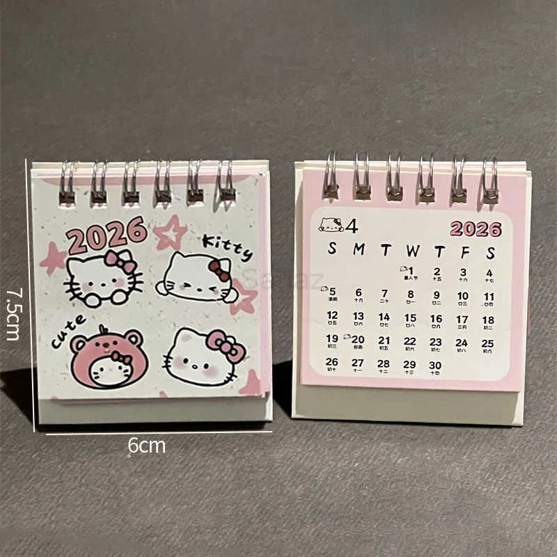 Sanrio 2026 Calendar Desk Cute Hello Kitty Small Calendar Cartoon Kitty Cat Student Memo Calendar Small Desktop Calendars H251212