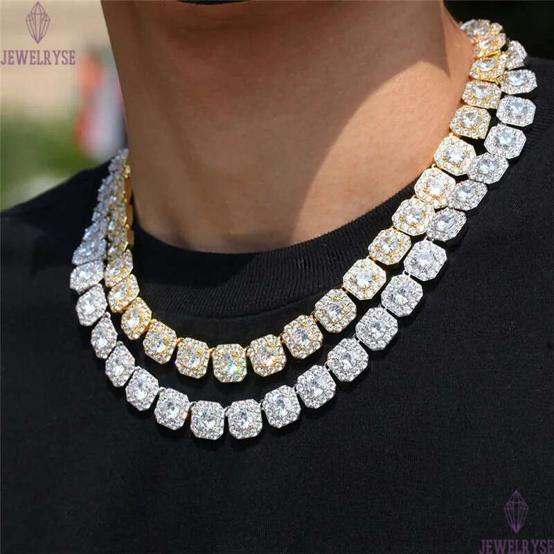 hip hop jewelry 12.5mm tennis necklace designer copper mens gold necklace bracelet white Zirconia Ice Out Chain for Man Diamond Silver Necklaces Woman