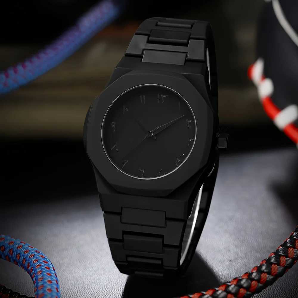 2pcs Fashion Mens Quartz Watch Bracelet Set Casual Plastic Band Wristwatch Bracelet Set Reloj HombreWithout Box Y251212