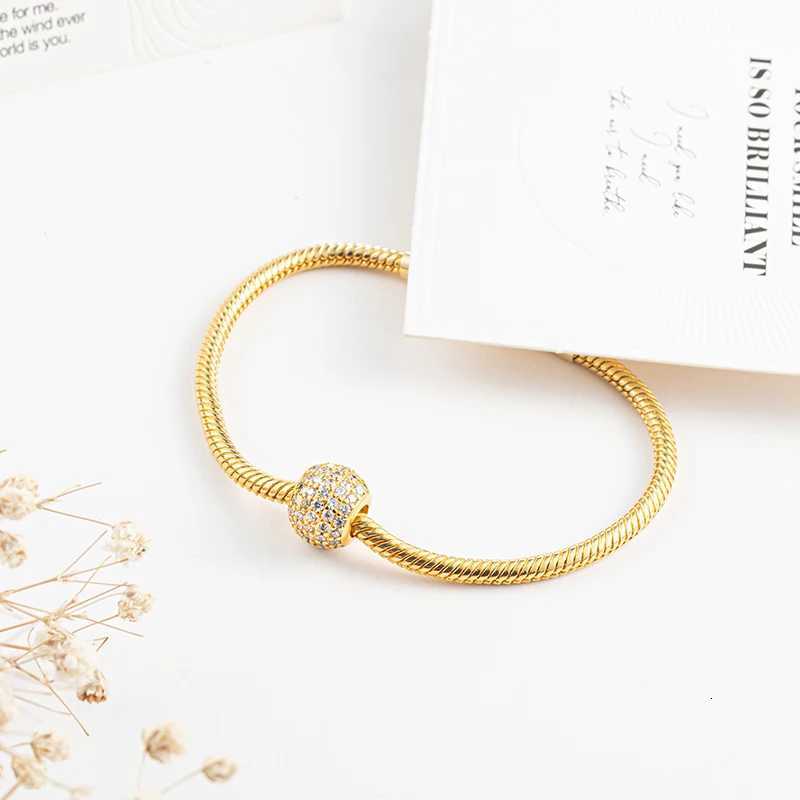 Hot New Sparking Gold Charm Beads Dangle European Fit Sier Snake Bracelet Necklace Beads For Diy Jewelry Wen Gift Y251212