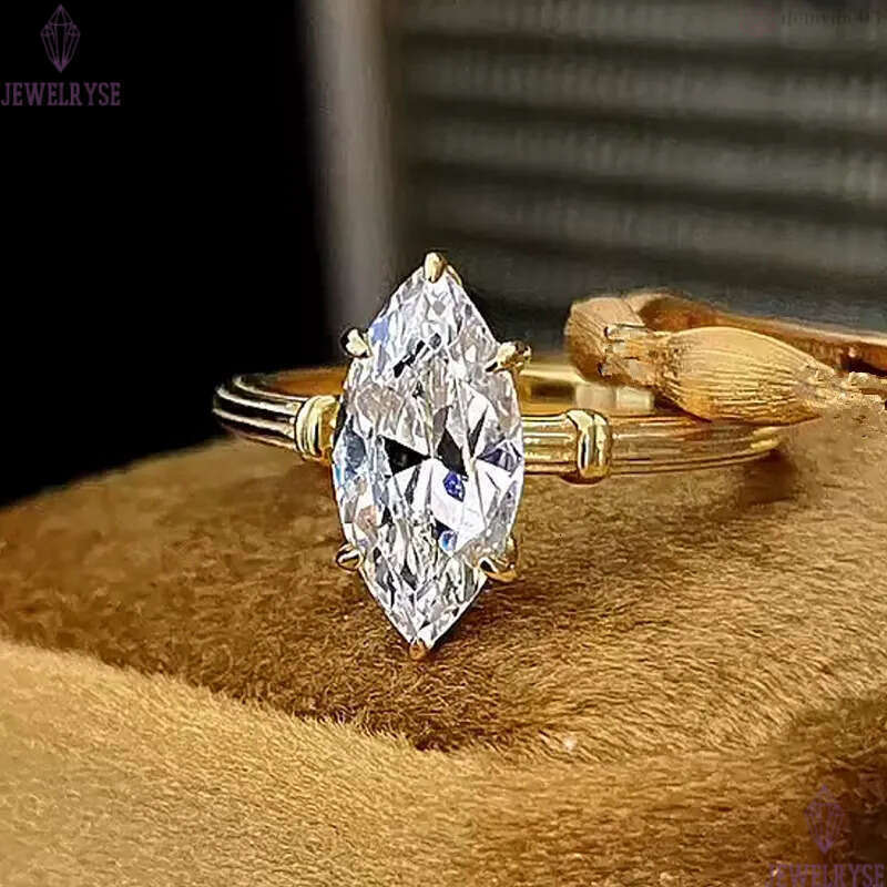 vintage 18k gold 6X12mm s925 sterling silver designer ring for woman diamond wedding party 5A cubic zirconia luxury engagement rings wed jewelry size 