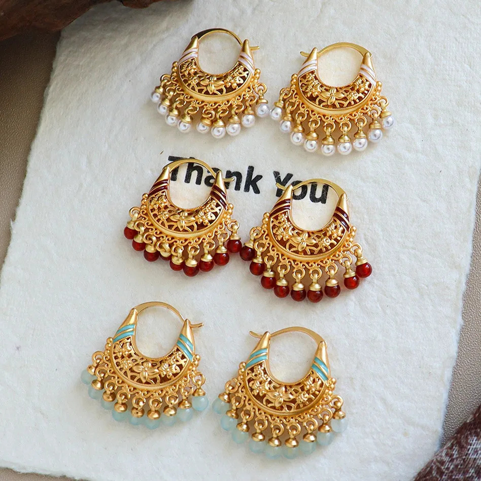 Trendy Bohemia Fan Hoop Earrings For Women Gold Color Handmade Colorful Beads Charms Pendant Earrings Jewelry Girl Party Gifts 251209 - view 5