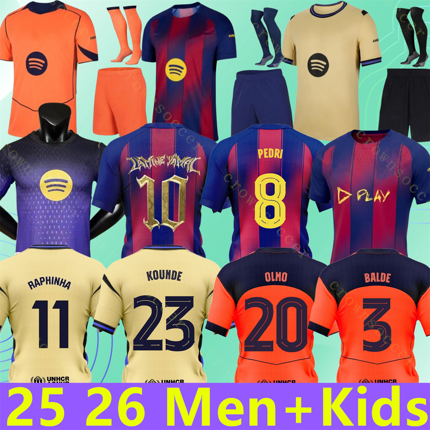 2025 2026 Season #10 LAMINE YAMAL RAPHINHA PEDRI GAVI LEWANDOWSKI jersey R.Araujo RASHFORD F. DE JONG FERRAN OLMO FERMIN KOUNDE jersey 25 26 football shirt mens kit kids1