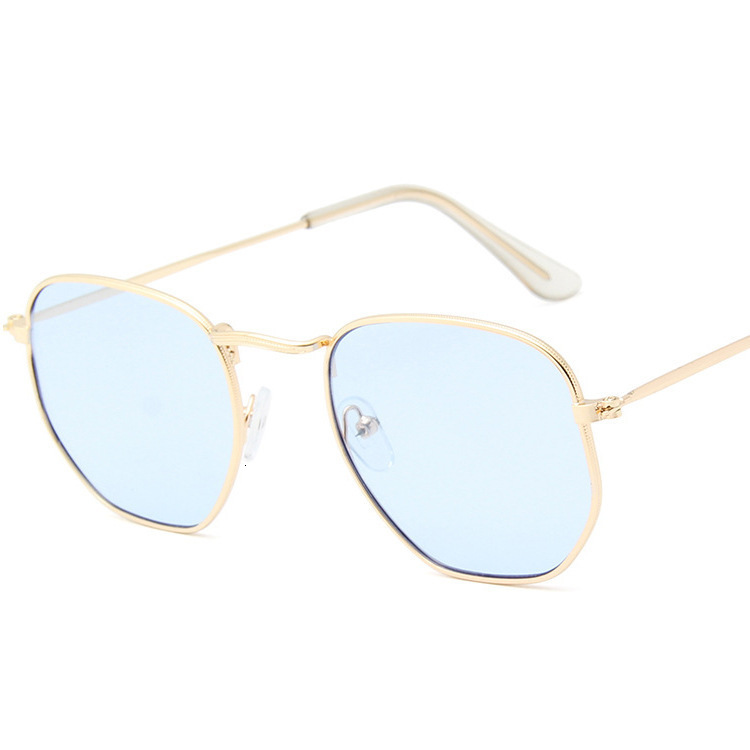 Oversized Lightweight Design High Street Outdoor Elite Sunglasse Polygon Sunglasses For Women, European And American Trendy Small Frame Colorful Ocean - view 7