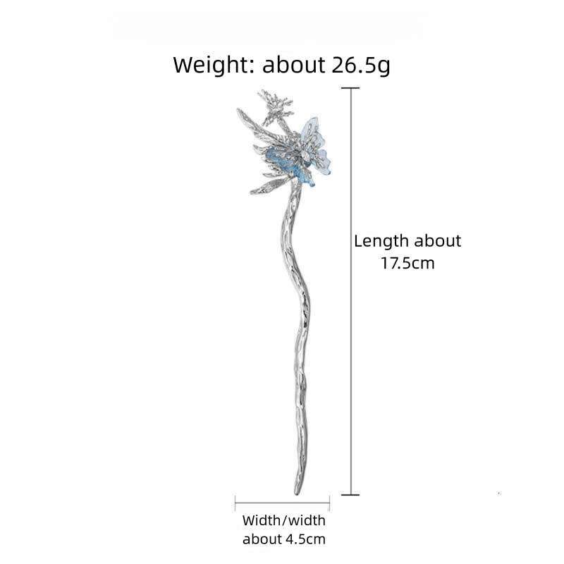 DHcollections Ice Transparent Blue Butterfly Metal for Women 2025 New Chinese High-end Niche Hairpin Cool Style Hair Accessory