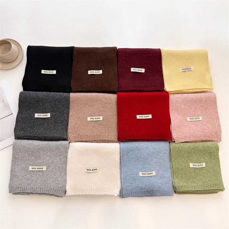Luxury Korea Styles Solid Color Winter Warm Knitted Scarf Women Simple Shawls Lady Soft Wraps Neckerchief Cashmere Pashmina Y251211