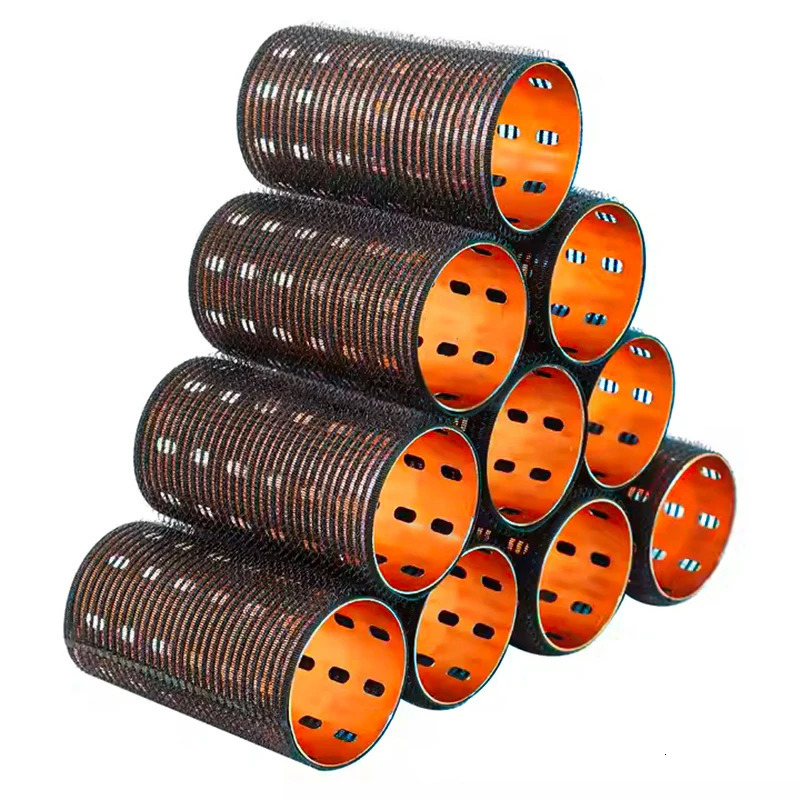 6pcs Large Roller Set Hook Loop Aluminium Rose Gold Core Self Grip Rollers Ceramic Thermal Volume Curler 90mm 1934 251210