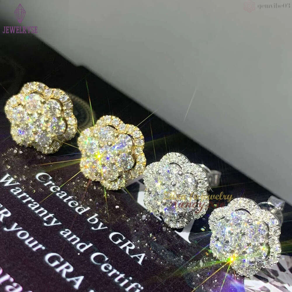 Hot Wholesale Unique Small Fancy Shiny 10K Real Gold Diamond Moissanite Stud Earrings For Men