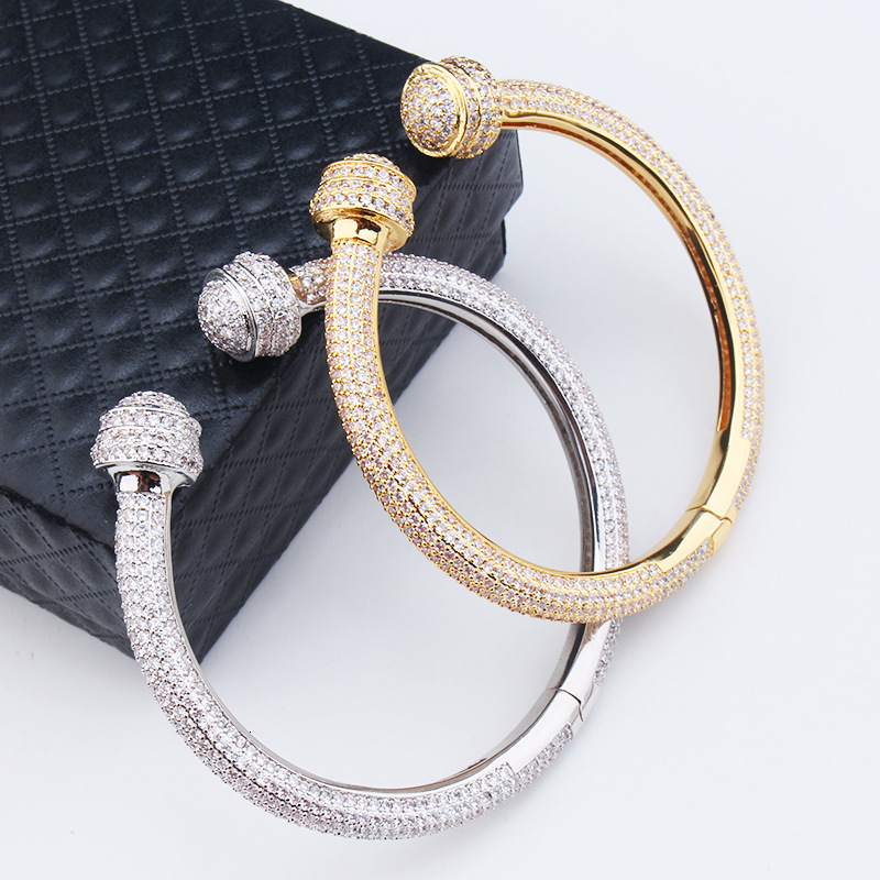 Simple Fashion Women's Elegant Full Zircon U-Shaped Bracelet Ring Set Elegant and Grand Hand Jewelry