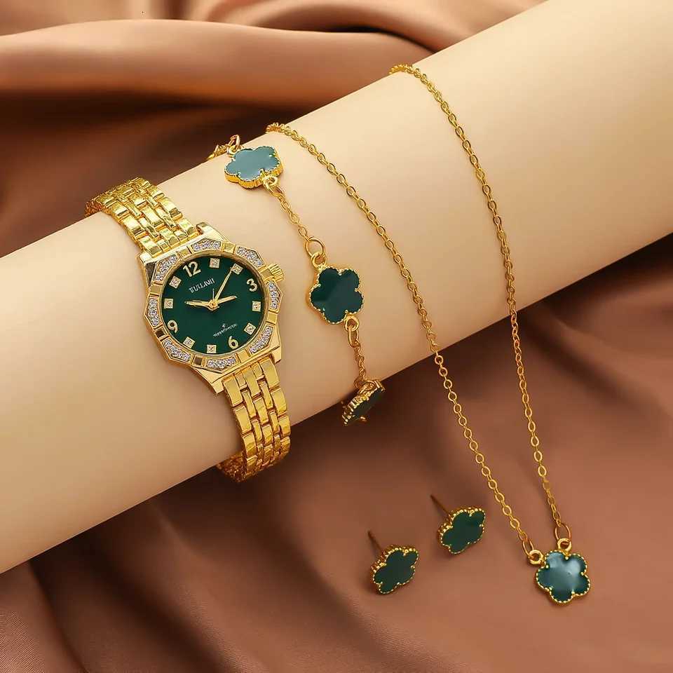 Luxury Fashion Diamond Dial Rhinestone Scale Womens Quartz Watch Jewelry Set 5-Piece Set for Thanksgiving and Christmas Gifts Y251212