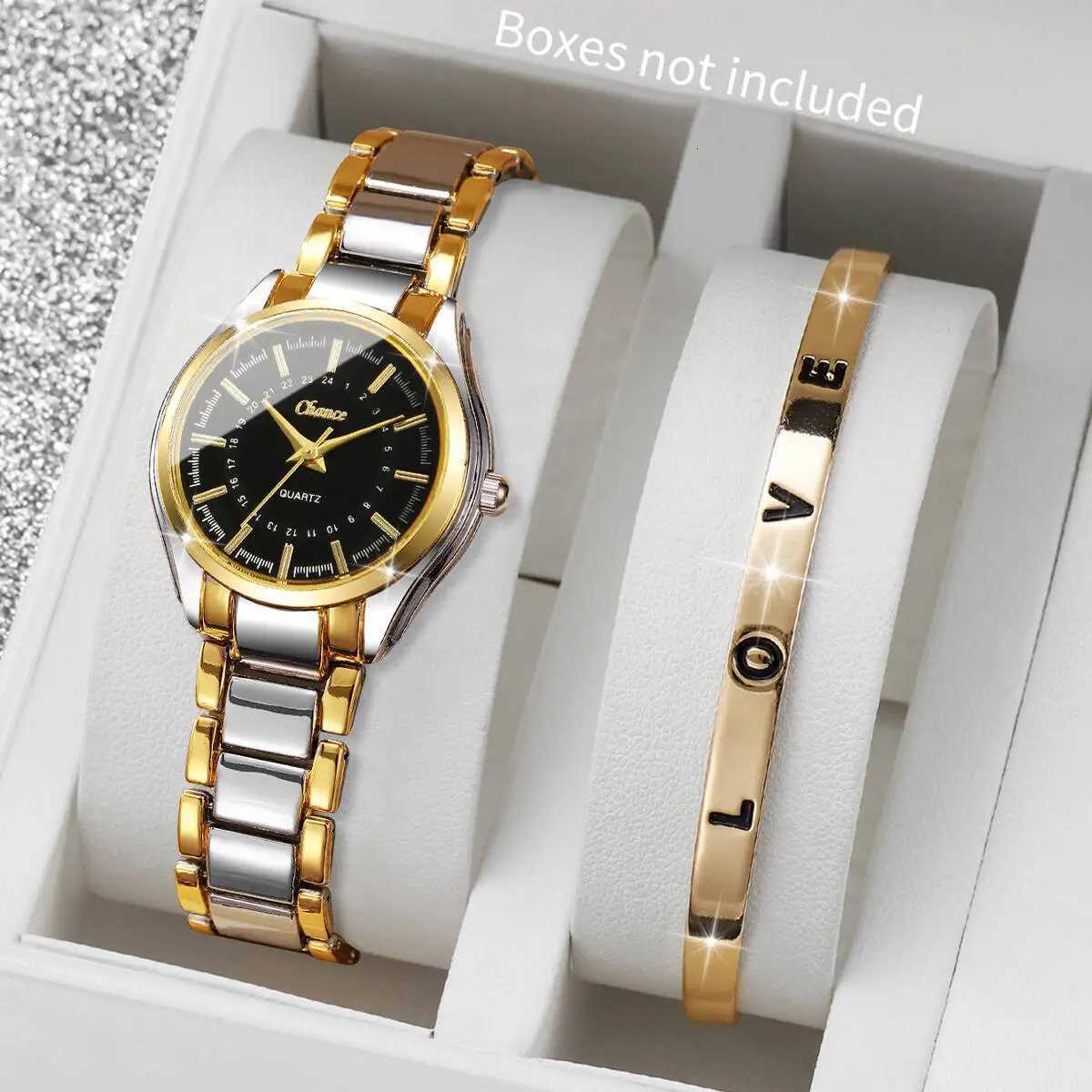 2PCS/Set Ladies Small Dial Analog Quartz Wristwatch Fashion Women Watches Opening Cuff Bracelet Set Reloj MujerWithout Box Y251212
