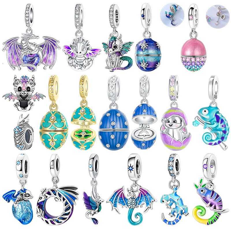 925 Sterling Sier Can Be Ope Pandant Easter Egg Charms Beads Fit Bracelet Making Fine Jewelry Wen DIY Gift Y251212