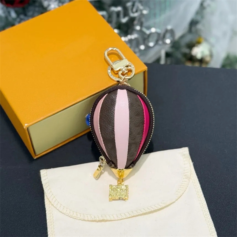 Designer Keychains Lanyards Hot Air Balloon Key Holder Bag Charms Creativity Coin Purse Keychain Pendant Fire balloon Charm Keyring Christmas Gift