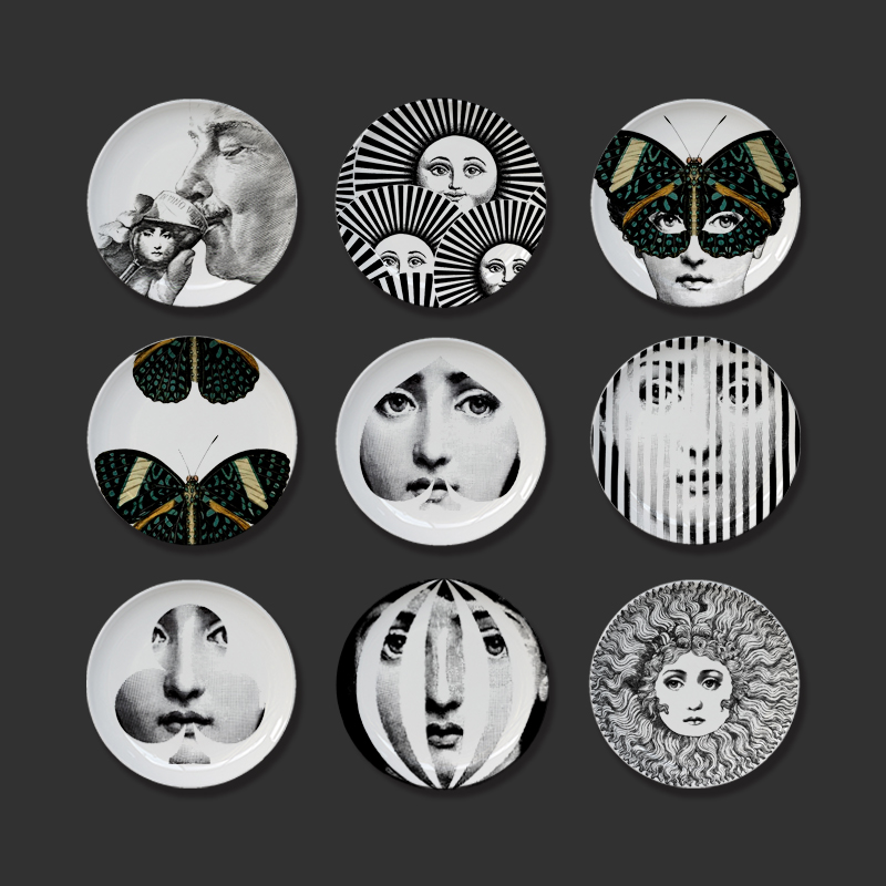 Surreal Art Printed Ceramic Plate Wall Decor, Unique Vintage Home Wall Hanging Ornament 8inch Plates