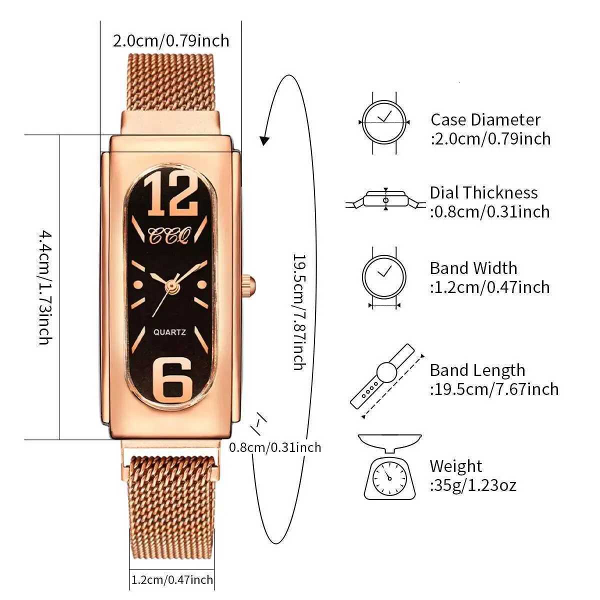 6PCS/Set Fashion Rectangle Women Watch Magnet Clasp Ladies Quartz Wrist Watches Rhinestone Jewelry Set Reloj MujerWithout Box Y251212