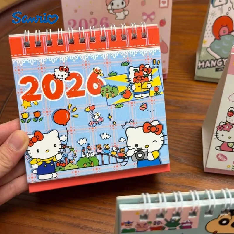 Sanrio 2026 Hangyodon Hello Kitty My Melody Cinnamoroll Desk Calendar Cute Retro Ins-Style Cartoon Decor For Students Collectible Gift H251212