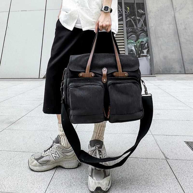 Large Capacity Briefcases Men Travel Bags Canvas Weekend Shoulder Bags Multifunctional Messenger Tote Bags With Long StrapeT251212