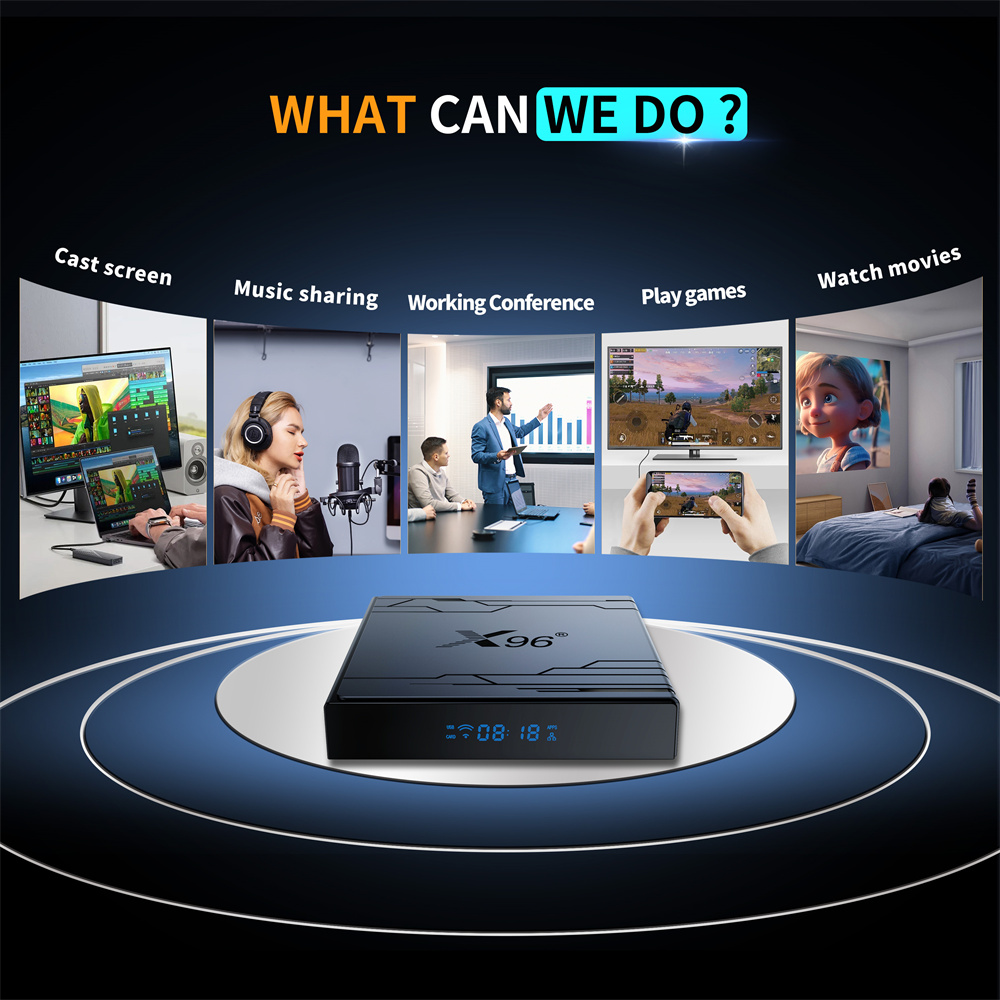 X96 NEX Amlogic S905Y5 4K HDR10+ Resolution Android 14 Voice Control 4G 32GB Set Top Box WiFi 6 100M LAN BT5.x