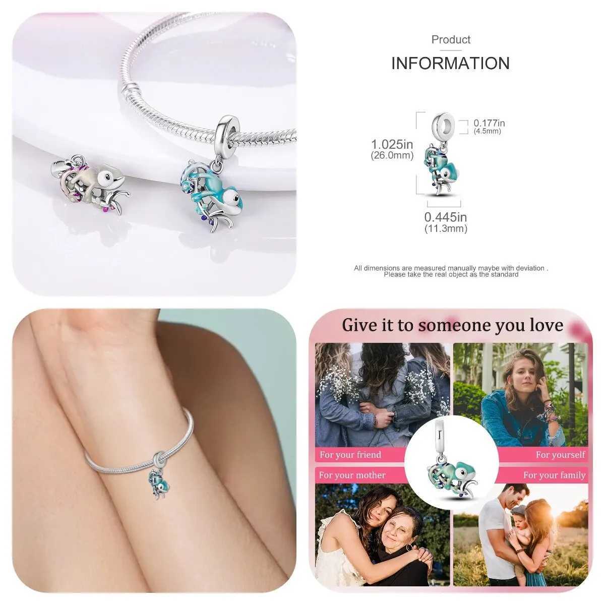 MA 1PC Chameleon Sier-palted Charms Color-changing Crystal Ball Fit Snake Chain Bracelet DIY Jewelry Gift For Wen Y251212