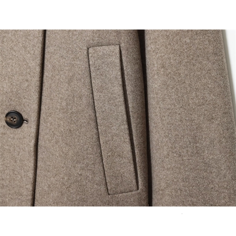 European and American Loose and Casual Style Simple Long Sleeve Buckle Stand up Collar Coat 251211