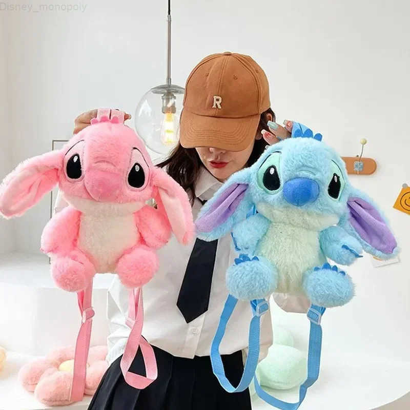 Disney New Cartoon Plush Backpack Kawai Stitch Doll Shoulder Bag Autumn And Winter Style Childrens Schoolbag Kindergarten Gifts H2512121