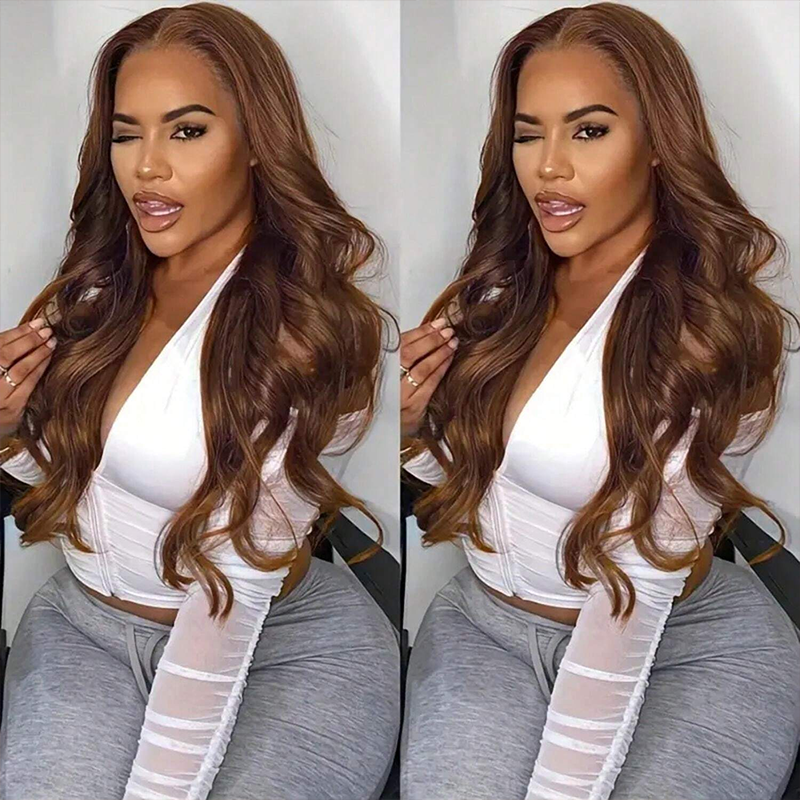 13 x 6 HD Lace Chocolate Brown Lace Front Wig with Natural Body Waves Real Human Hair for Women
