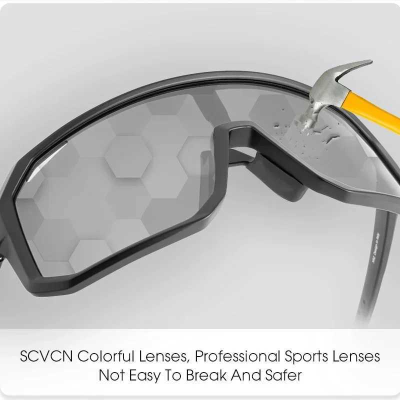 SCVCN Outdoor Sports Cycling Sunglasses Photochromic Glasses for Men Sun Mountain Bike Road Bicycle Eyewear Cycle UV400 Goggles G251212