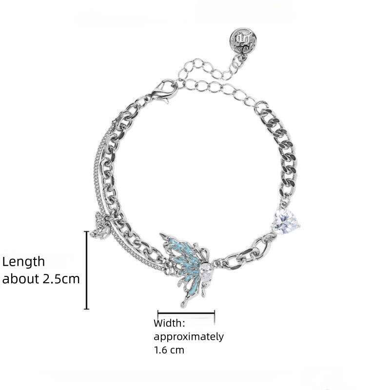 DHcollections Icy Blue Butterfly Bracelet Light Luxury High-End Ins Style New Fashion Niche Zircon Jewelry for Women