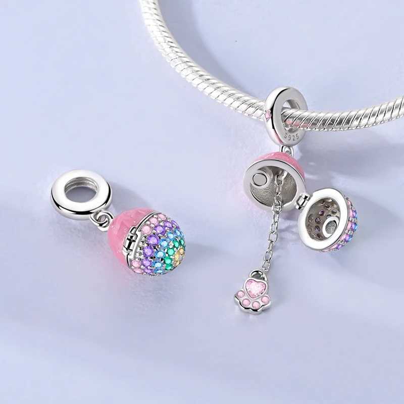 925 Sterling Sier Can Be Ope Pandant Easter Egg Charms Beads Fit Bracelet Making Fine Jewelry Wen DIY Gift Y251212