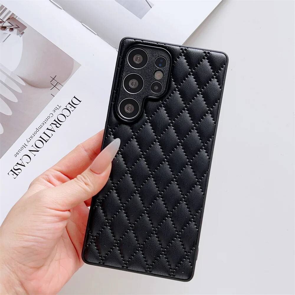 Luxury Rhombus Pattern PU Leather Phone Case For Samsung Galaxy S25 Ultra Edge S24 FE S23+ Plus A56 A55 A54 A53 A36 A35A26 5G