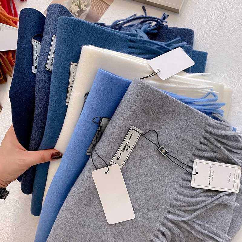 2025 Winter Wool Scarf For Women Long Warm Cashmere Scarves Hijab Solid Lady Shawl Wrap Female Pashmina Bandana Head Scarfs New Y251211