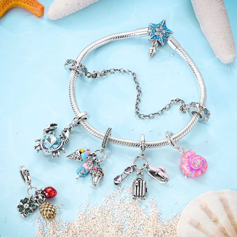 Fashion 925 Sterling Sier Summer Ocean World Series Sea Turtle Starfish Crab Octopus Charms Beads Fit 925 Bracelet DIY Jewelry Y251212